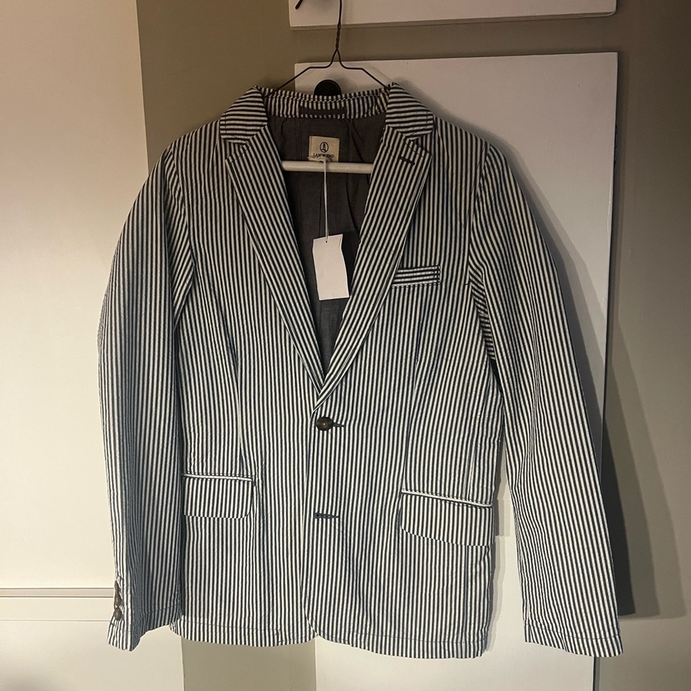 NWT LANDS END KIDS BLUE STRIPED BLAZER SIZE L (14-16)